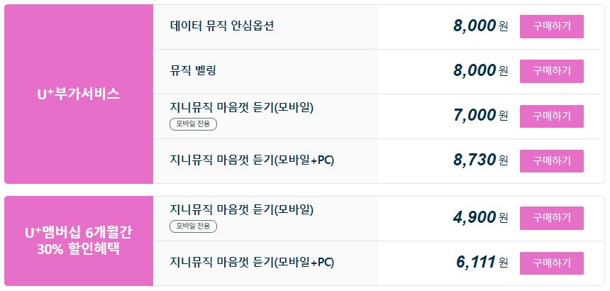 지니뮤직 유플러스 할인