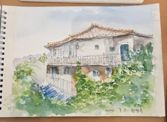 아크릴물감으로 어반스케치 그리기 파주 프로방스 카페로즈에서_20