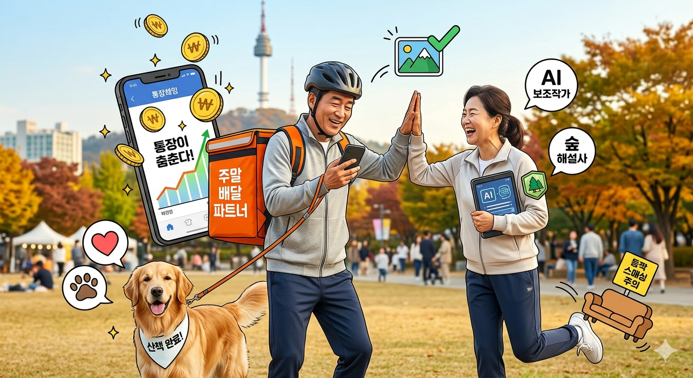 주말에 누워만 있으면 '등짝 스매싱', 나가서 움직이면 '통장이 춤춘다'! : 중장년 주말 소일거리 완벽 가이드