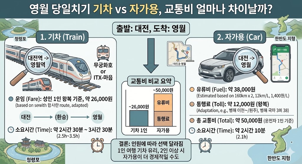 영월 당일치기 기차 vs 자가용, 교통비