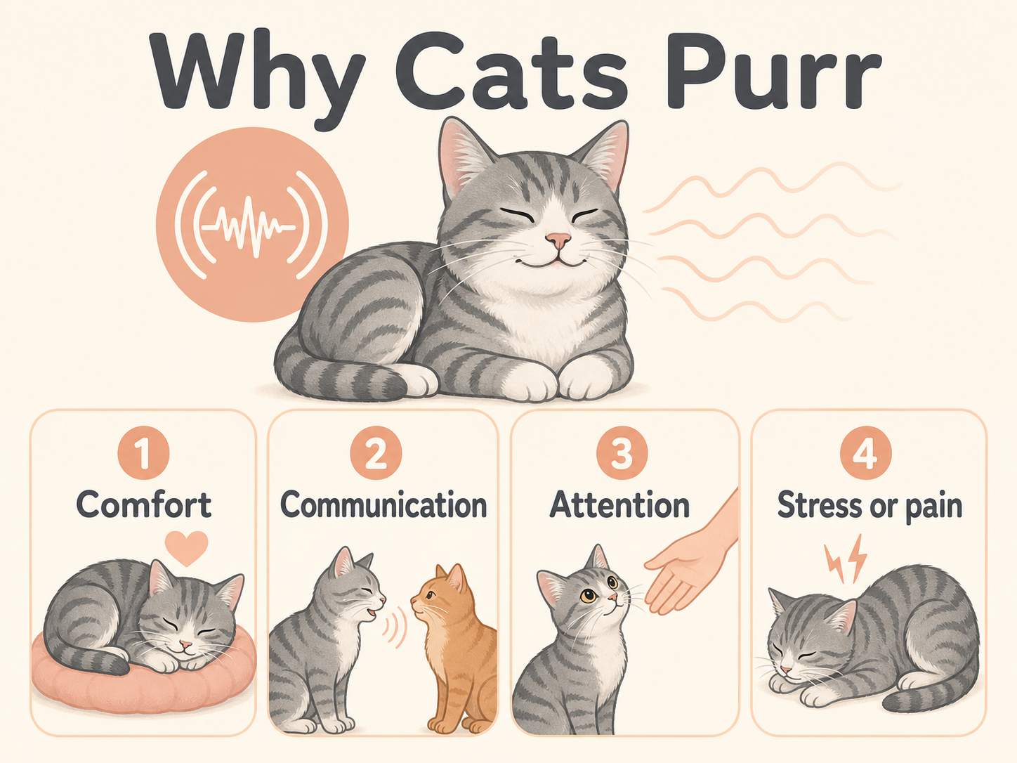 Infographic explaining why cats purr