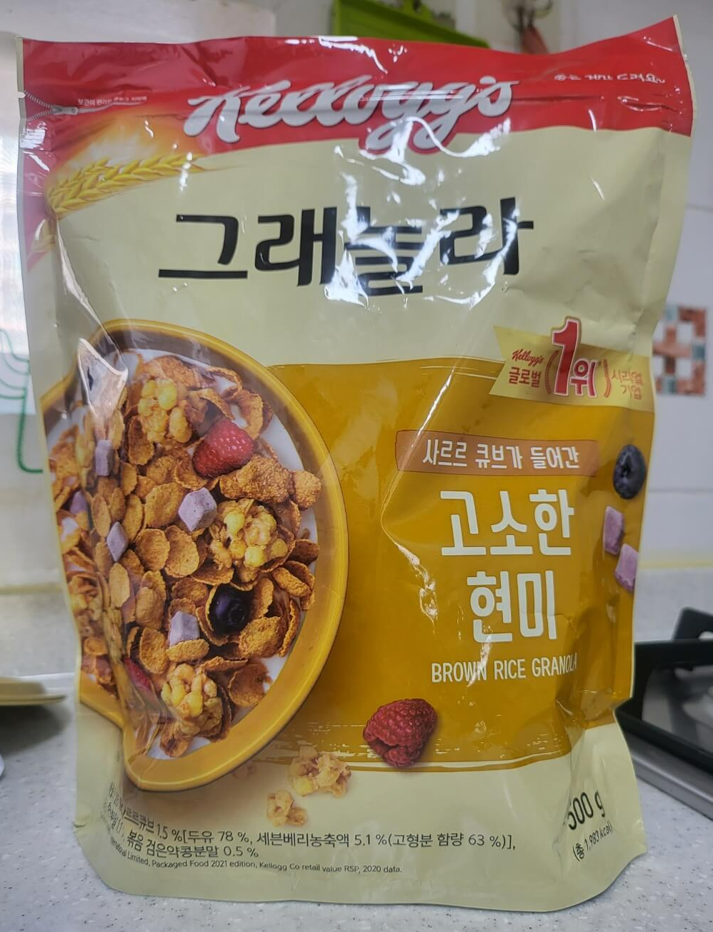 켈로그 고소한 현미 그래놀라 사르르 큐브 시리얼 500g