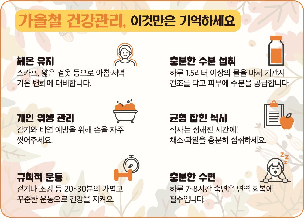 환절기 건강관리 (일교차, 독감예방, 생활습관)