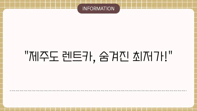 제주도 렌트카 비용