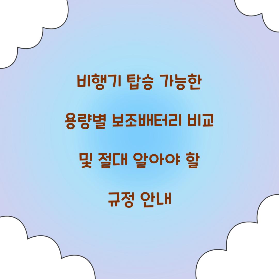 비행기 탑승 가능한 용량별 보조배터리 비교