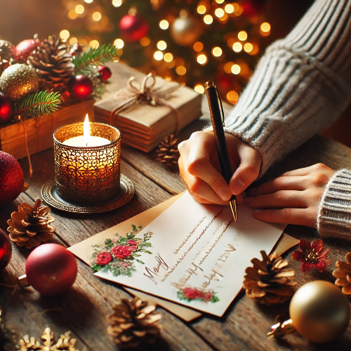 크리스마스 엽서 쓰는 이미지
