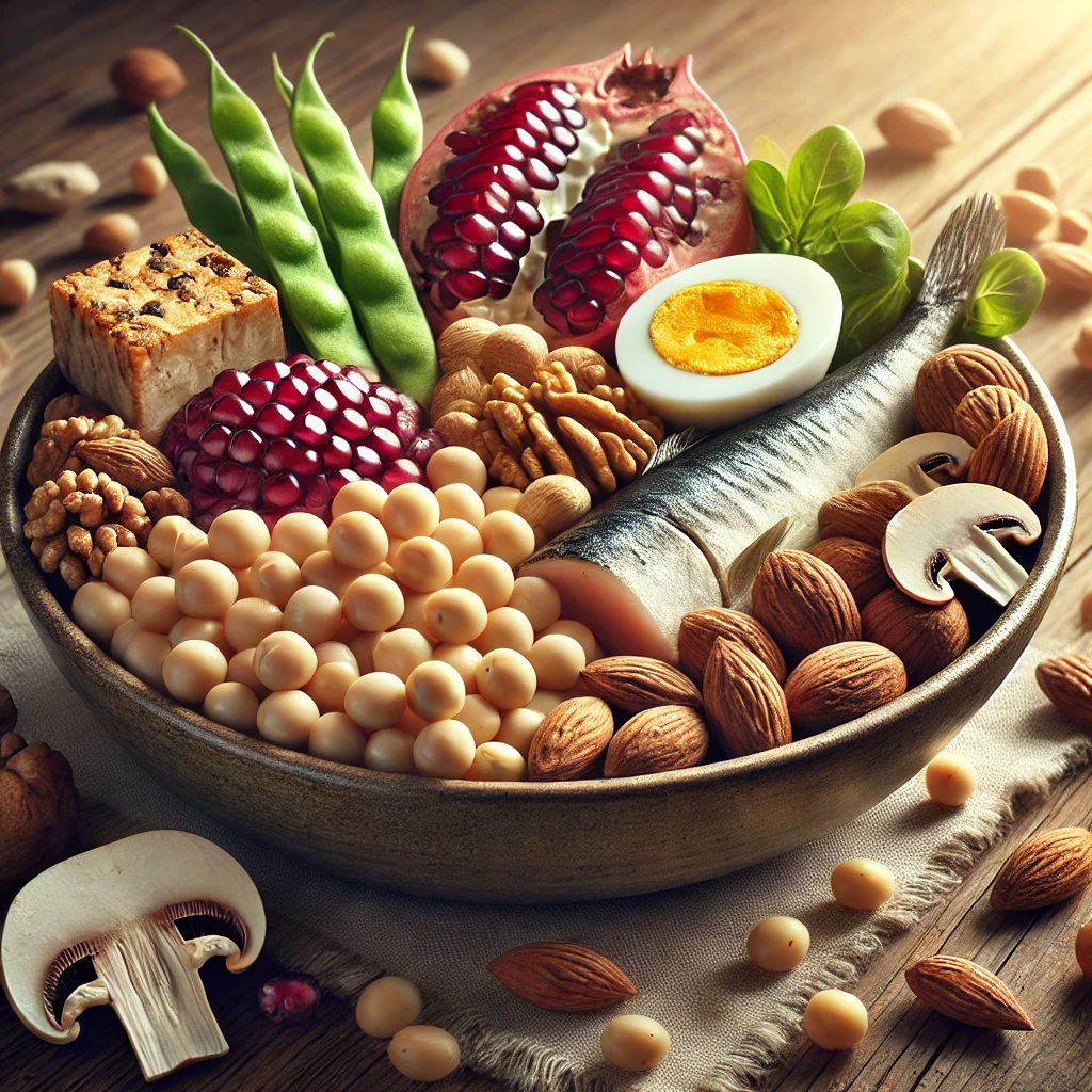 여성 갱년기 증상 완화에 도움이 되는 음식들.