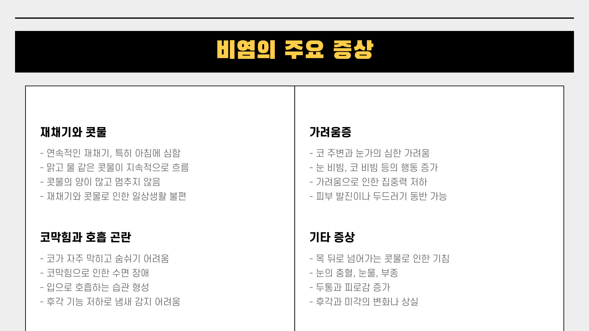 알레르기성 비염과 코감기의 차이