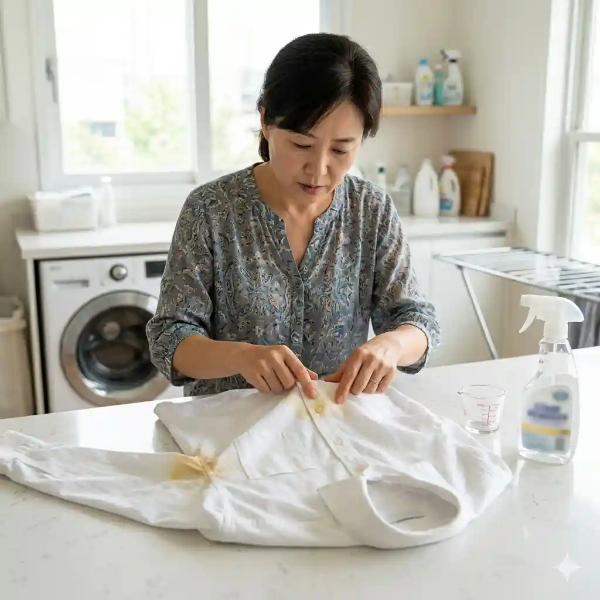 흰옷 누런 얼룩 부위 확인