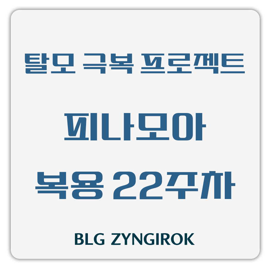 탈모 극복 프로젝트 - 피나모아 복용 22주차 썸네일 이미지이다.