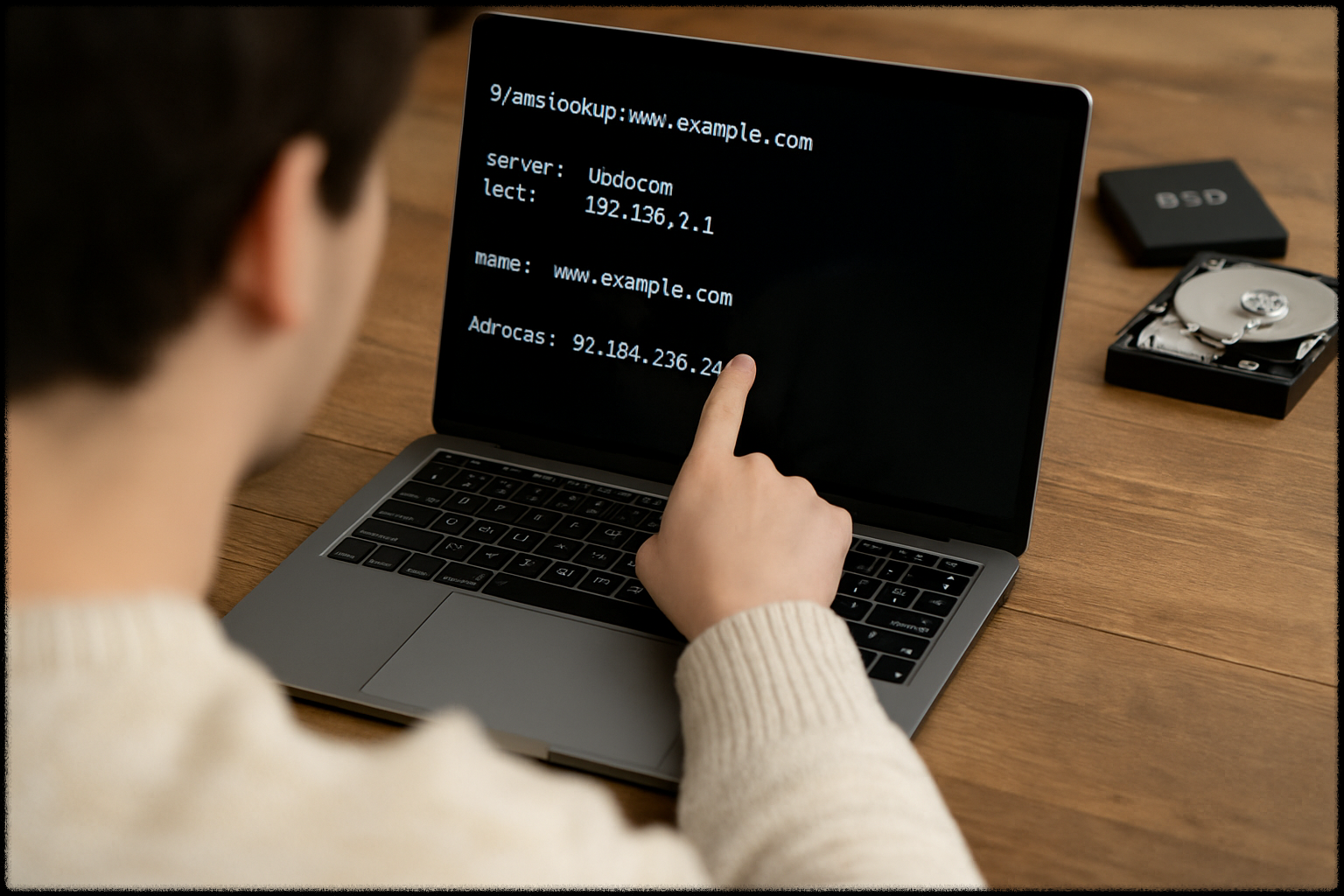 DNS 설정을 확인 중인 컴퓨터 사용자