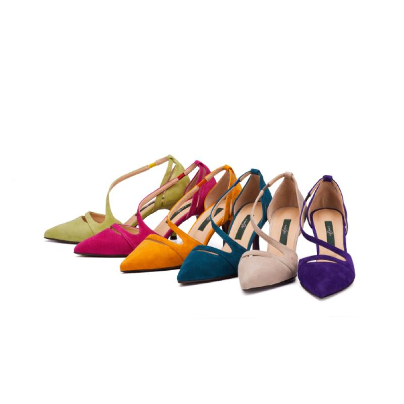 elnore 엘노어 사선 스트랩 하이힐 슬링백 1031S