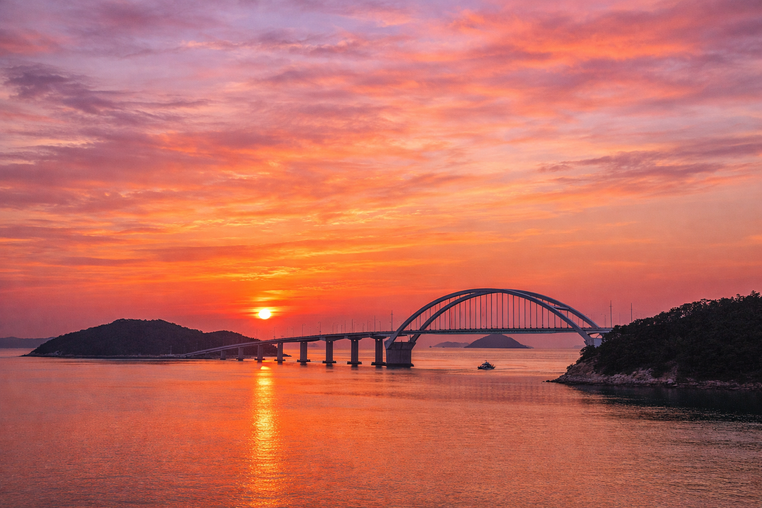 원산안면대교 노을