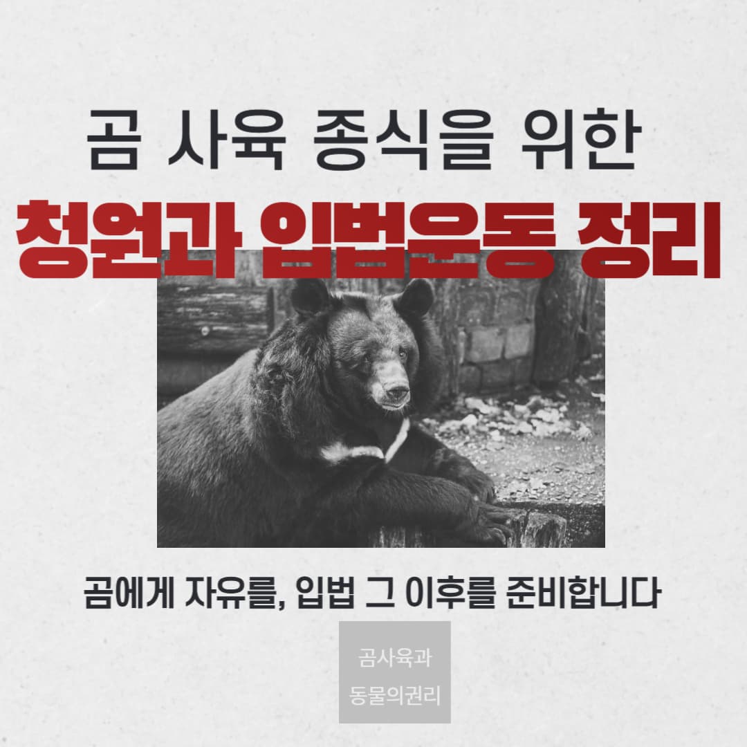 곰 사육 종식을 위한 청원과 입법운동 정리