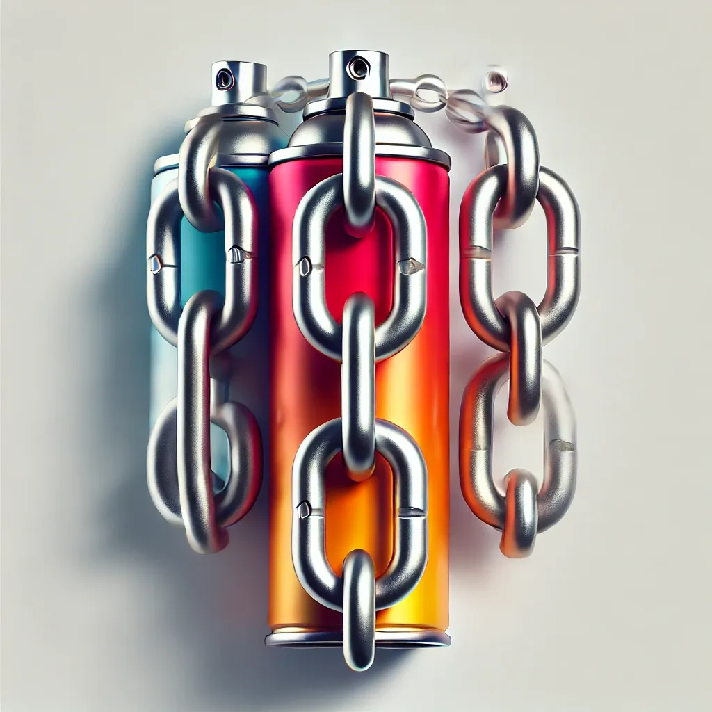 스프레이와 금속 체인이 결합된 두 번째 디자인