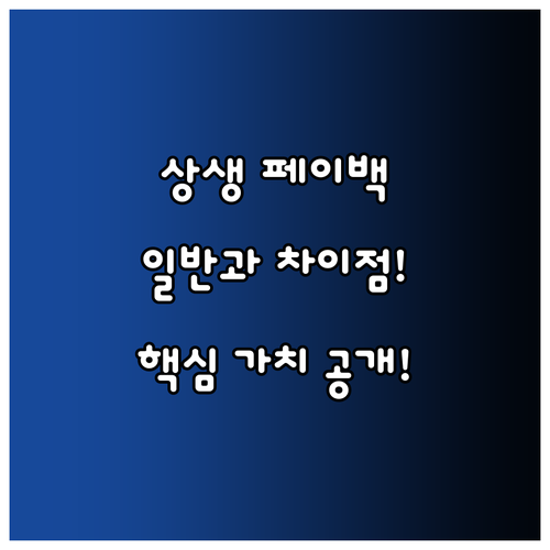 상생페이백과 일반 페이백의 차이점 및..