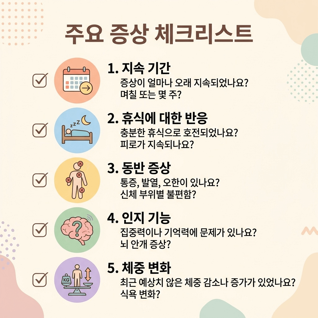 피로 질환 의심 체크리스트 항목 일러스트