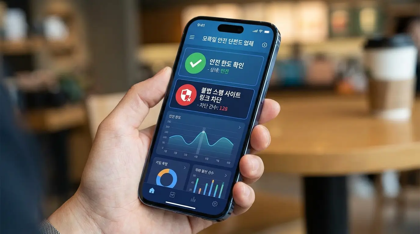 모바일 통합 진단 앱 안전 한도 확인 및 불법 스팸 사이트 링크 차단