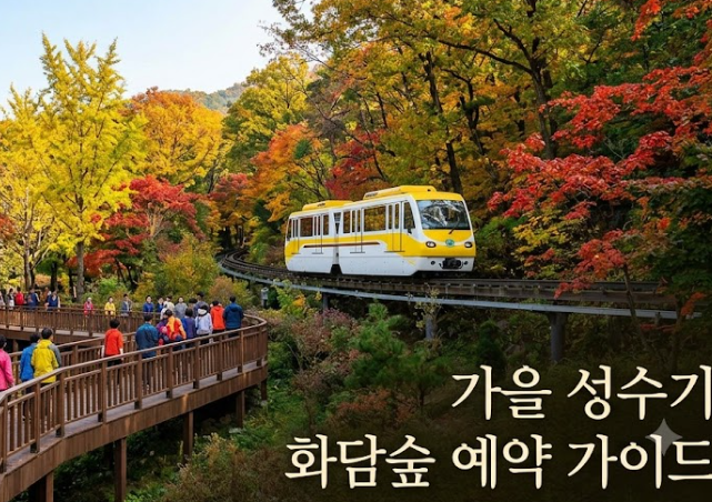 가을 성수기 화담숲 홈페이지 예약 가이드 문구가 있는 썸네일 이미지