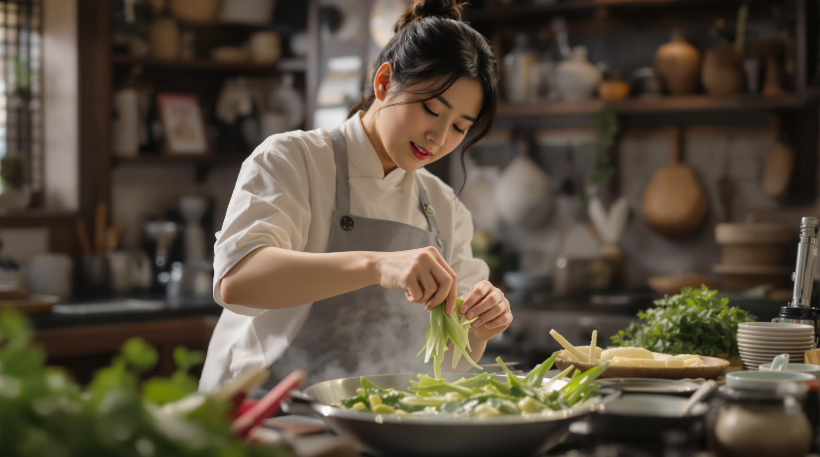 봄나물을 무치고 있는 여인