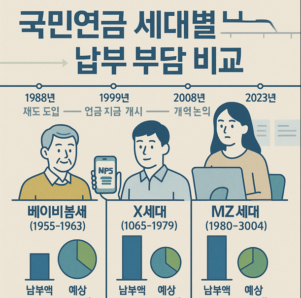 연금 세대별 납부 비교 사진