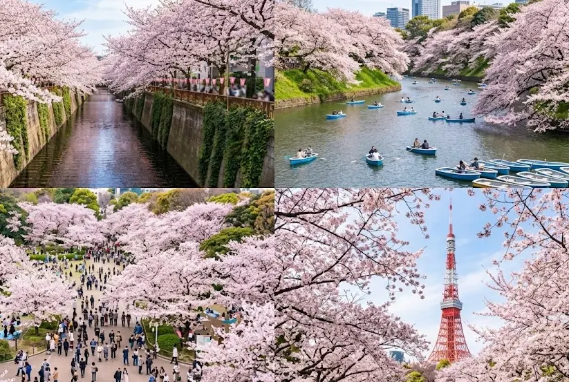 도쿄 벚꽃 명소 메구로강 치도리가후치 우에노공원