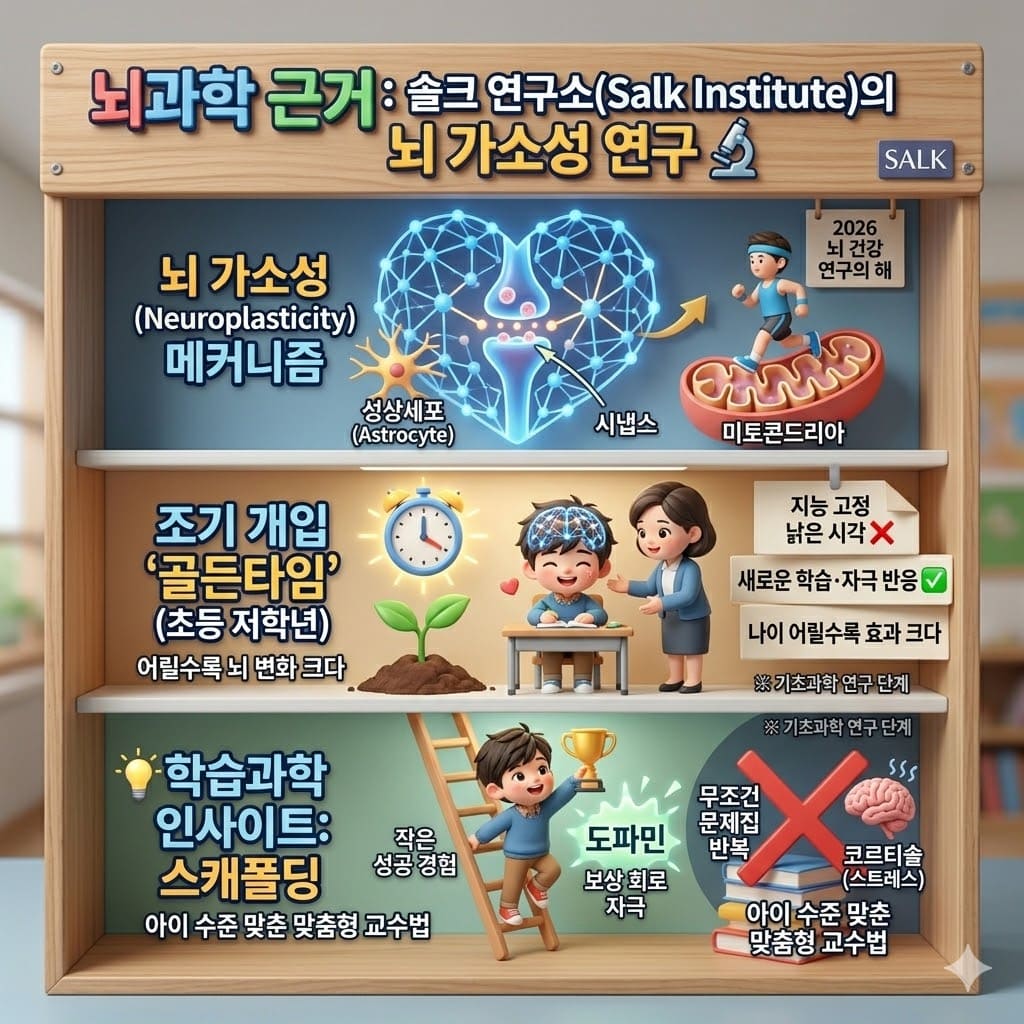 뇌과학 근거: 솔크 연구소(Salk Institute)의 뇌 가소성 연구