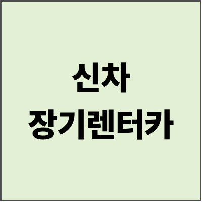 신차장기렌터카 완벽 가이드 - 2025년 최신 정보