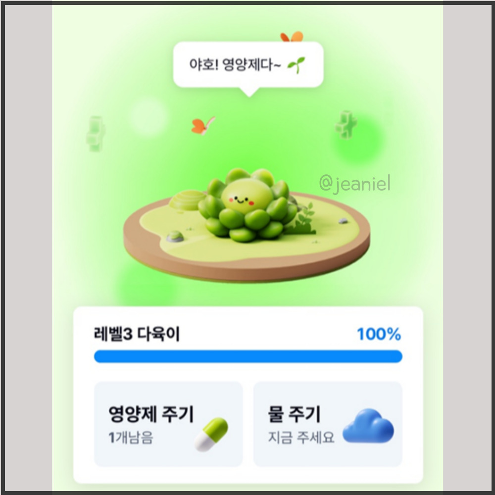 영양제와 물을 주면 돈나무가 자란다.