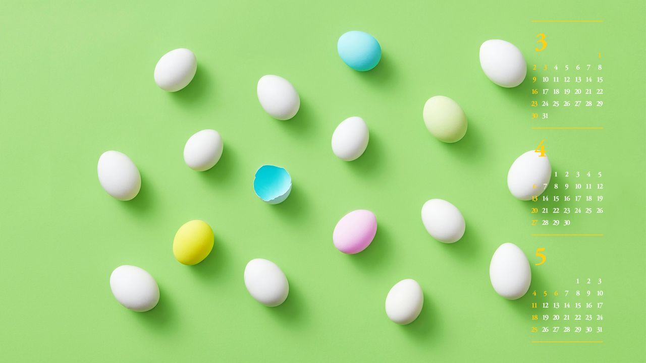 03 파스텔톤 계란 연두색배경 B - 2025년4월 노트북배경화면