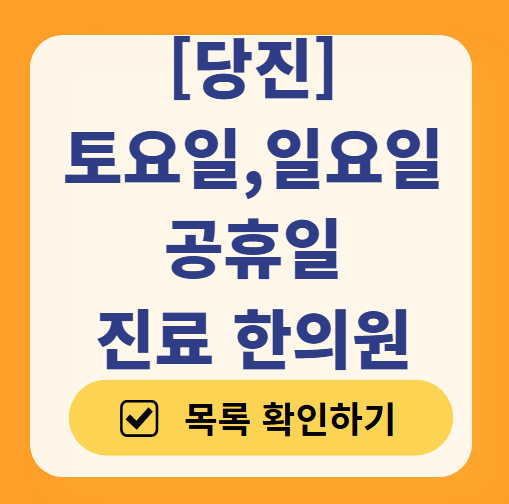 당진 일요일 문 여는 한의원 목록 ❘ 토요일, 주말, 공휴일 진료 영업 병원 찾기