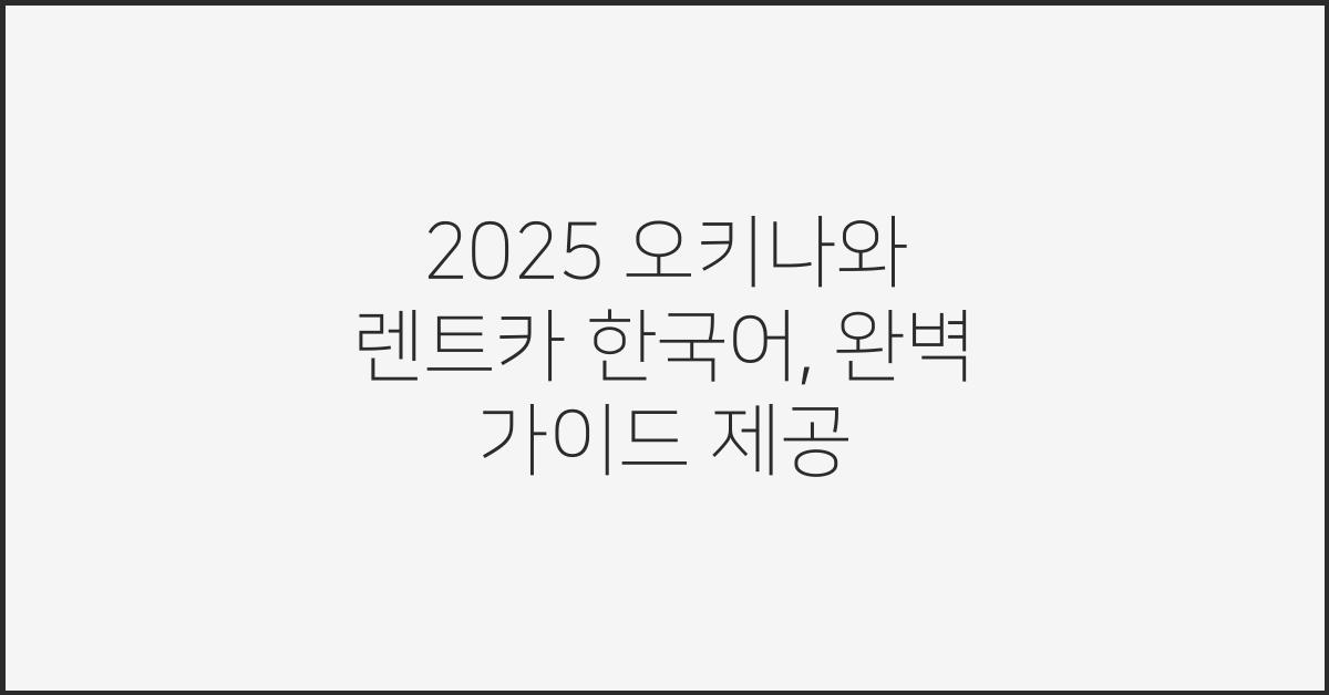 2025 오키나와 렌트카 한국어