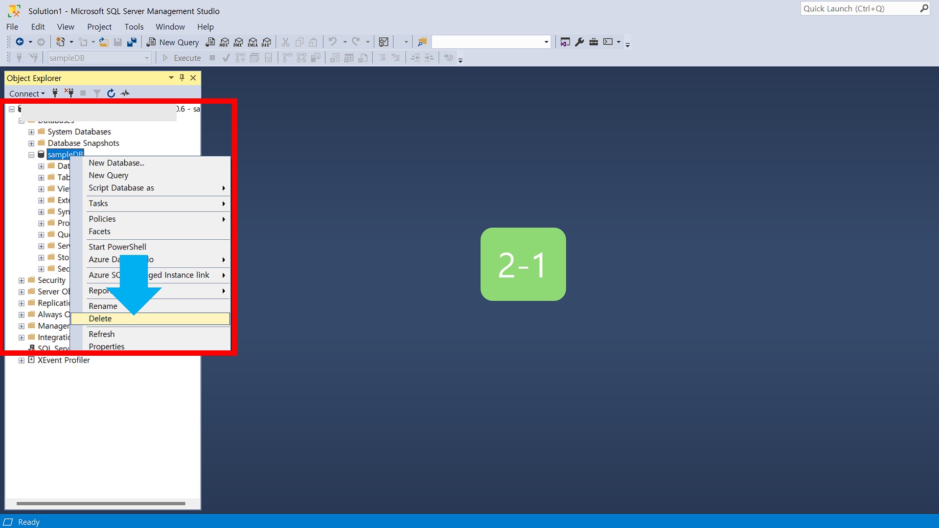 Delete(삭제) 선택합니다.