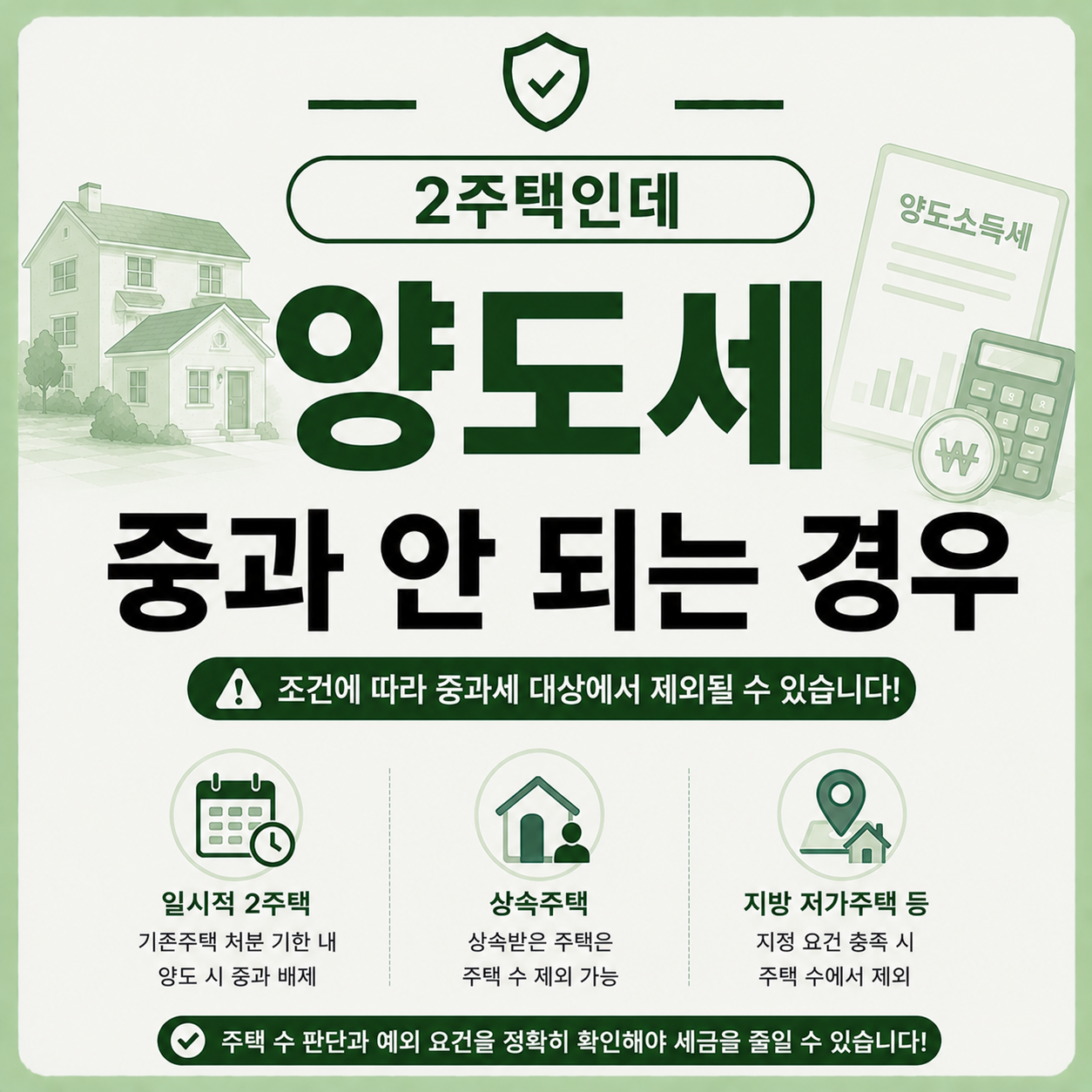2주택 양도소득세 중과 예외 사례 안내