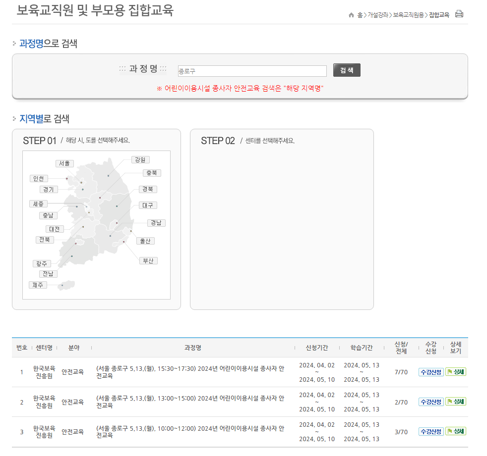 어린이이용시설 안전교육