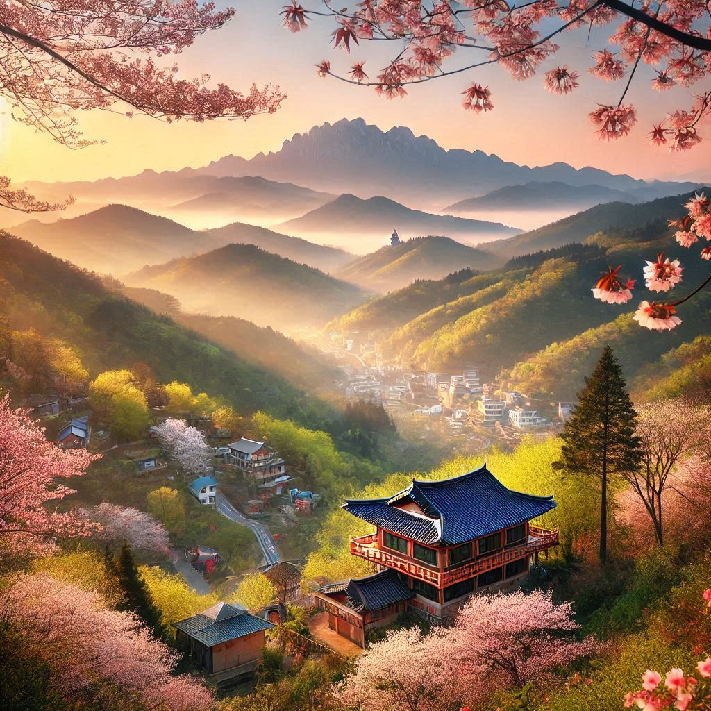 Vista de primavera de Jangtaesan en Daejeon