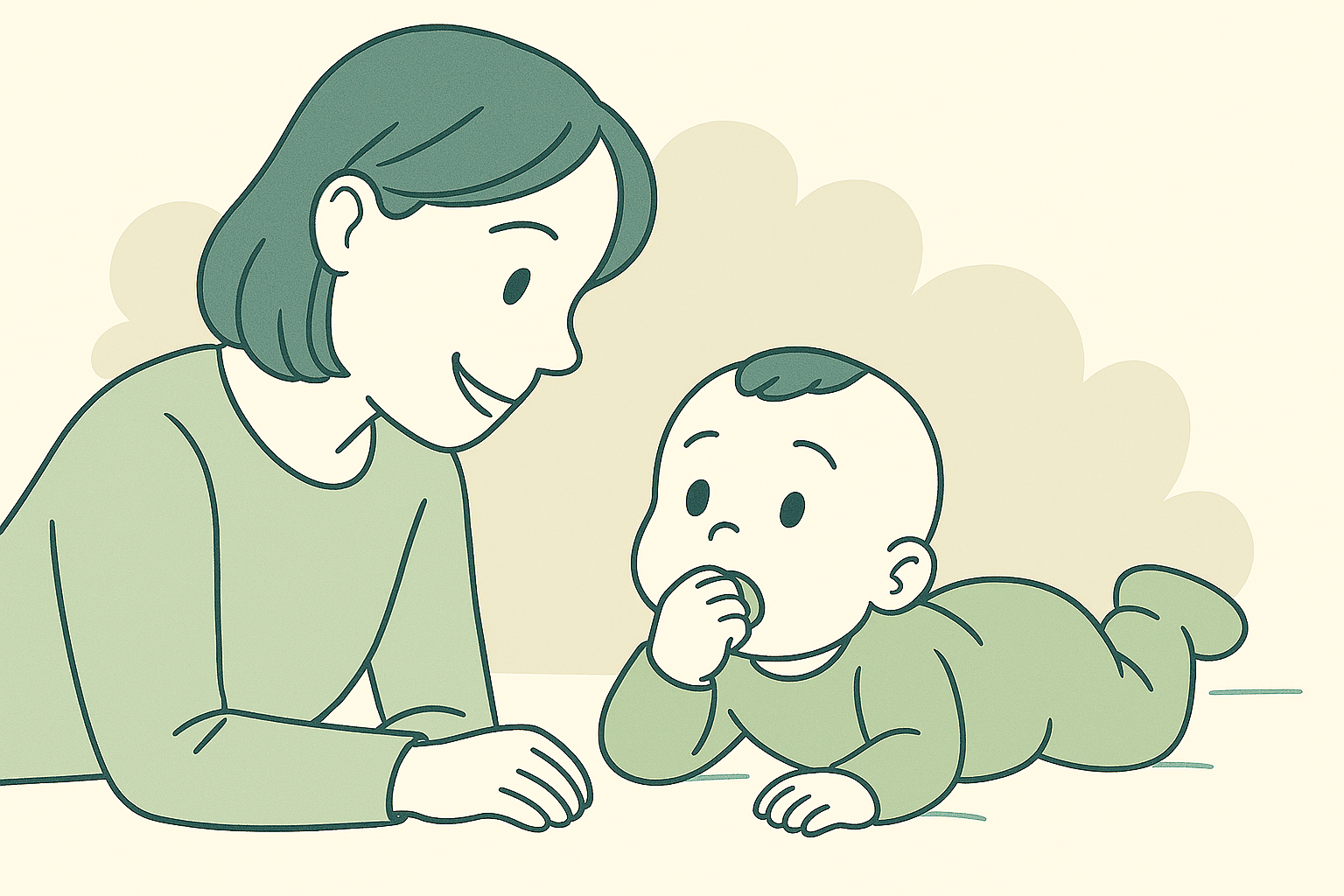 옹알이를 하며 부모와 소통하는 아기의 모습