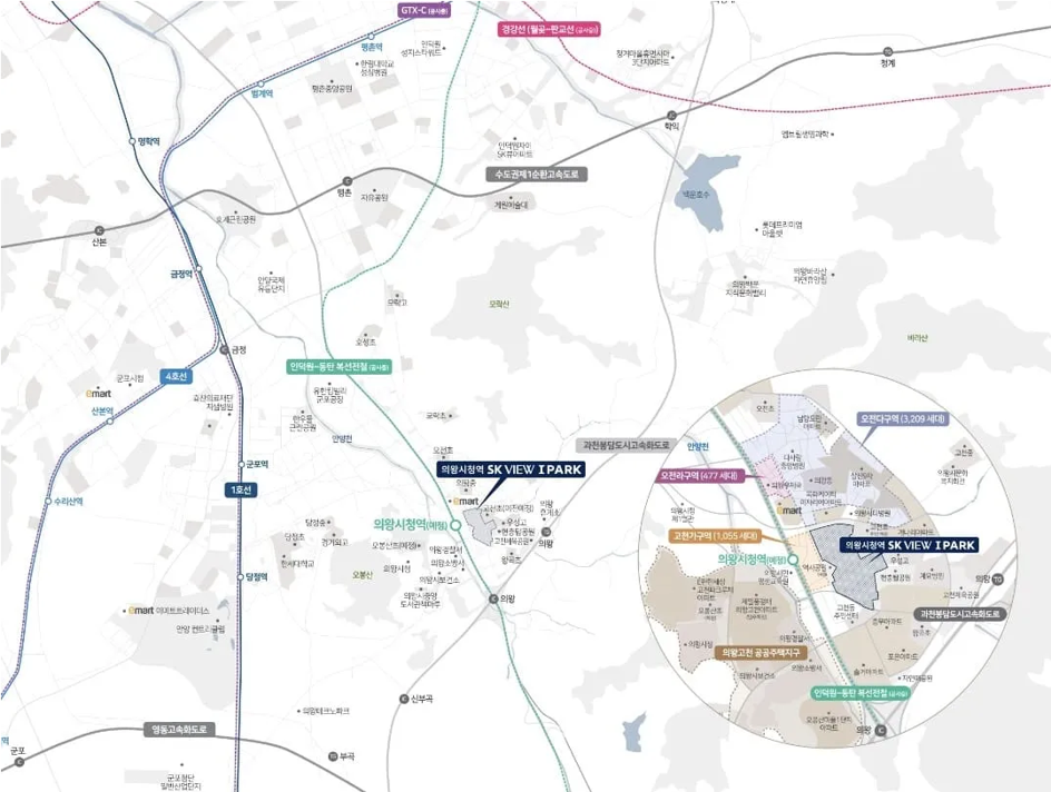 의왕시청역 SK뷰 아이파크 위치
