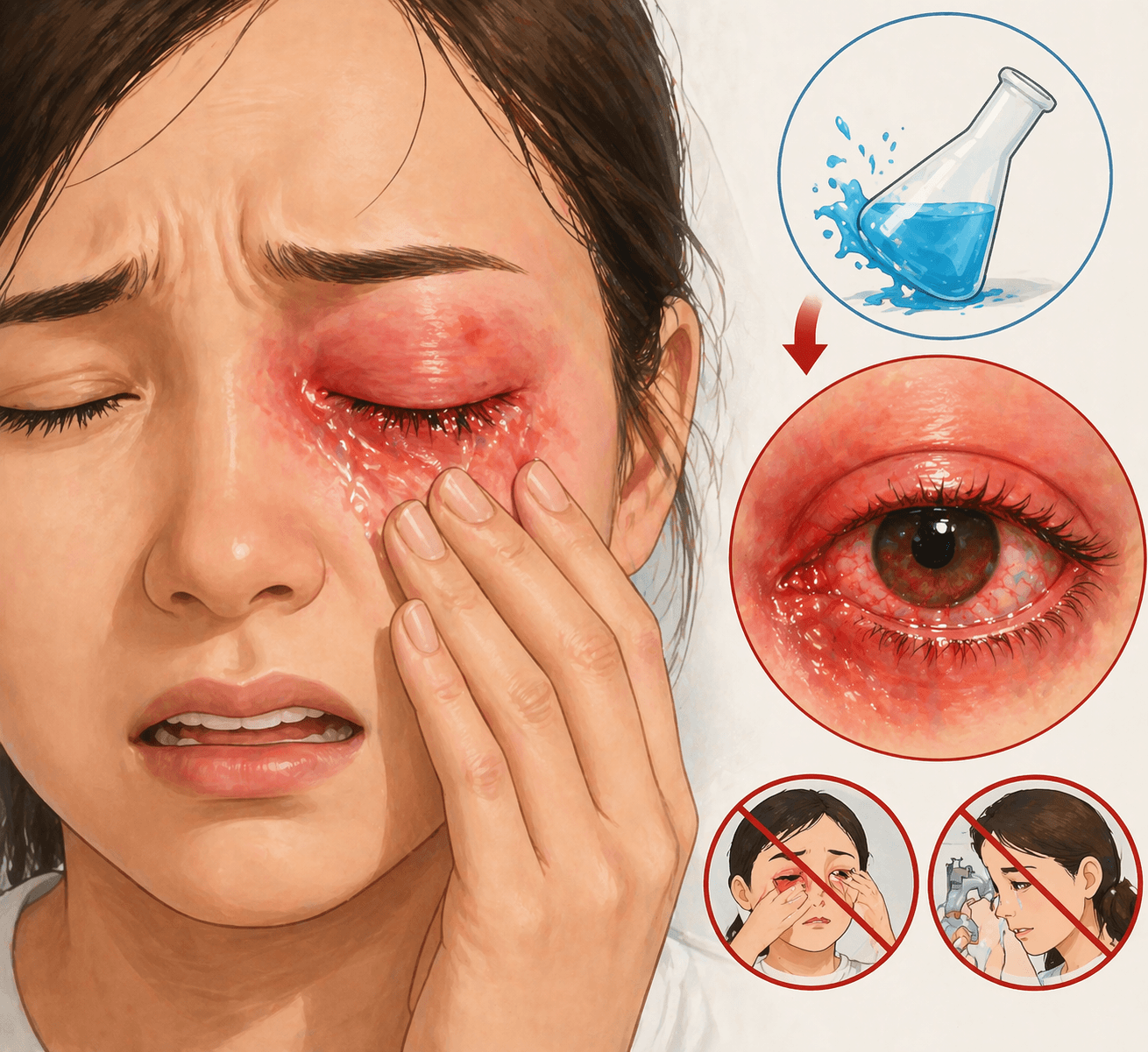 화확적 안구 화상 주의 포스터