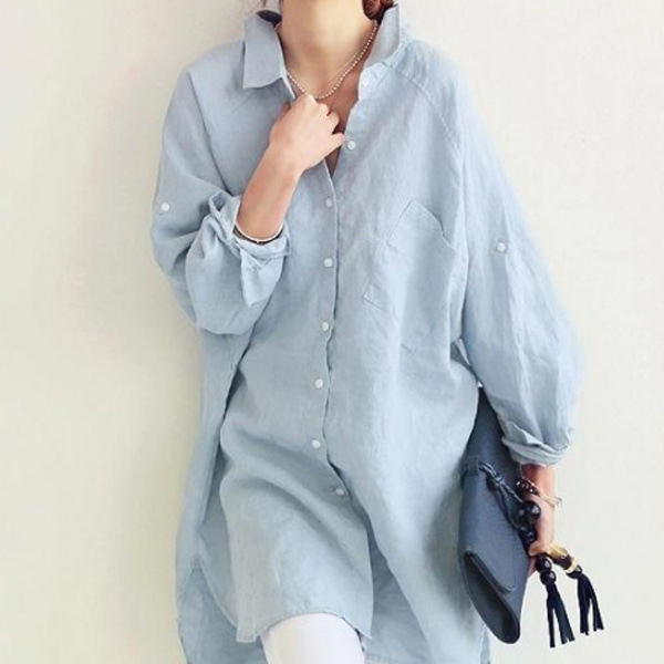 여성용 오버핏 롱 셔츠 와이드핏 남방 캐주얼셔츠