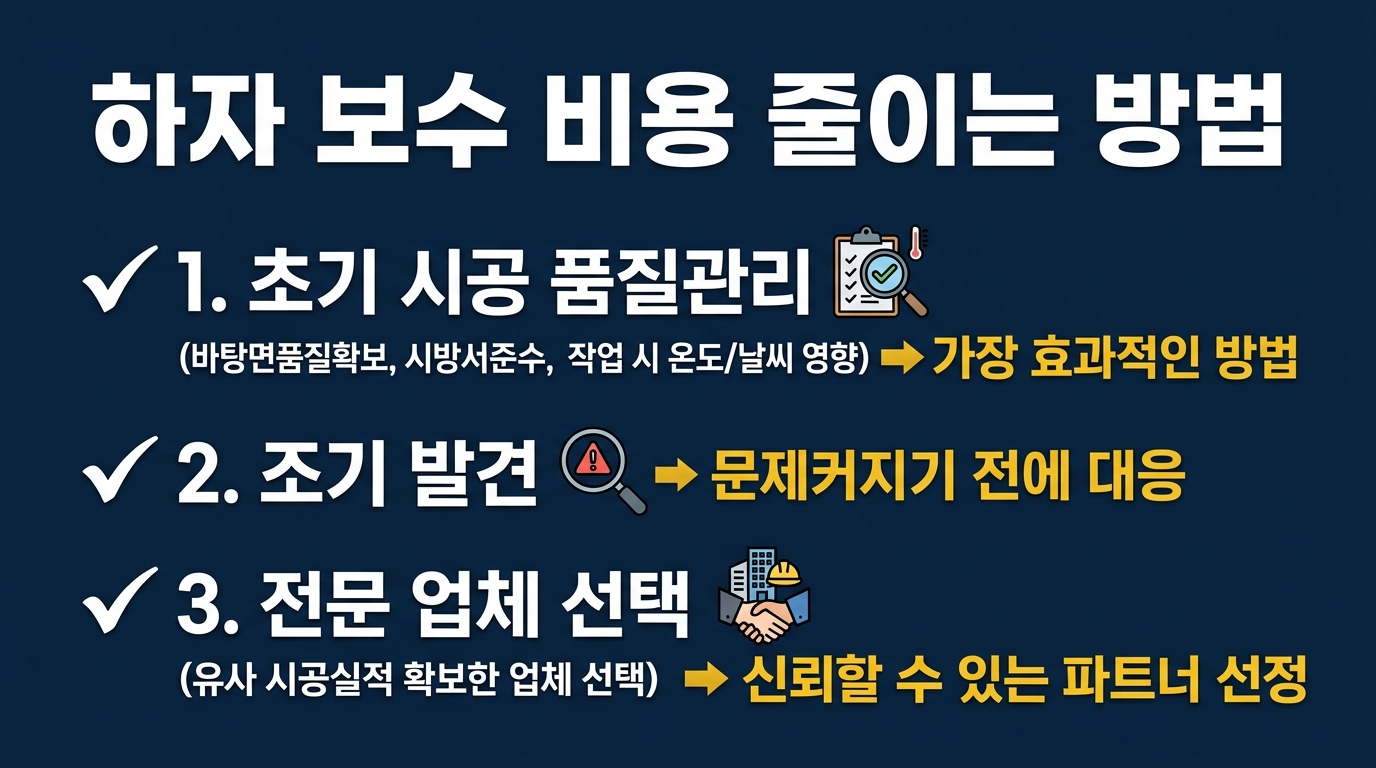 하자 보수 비용 줄이는 방법