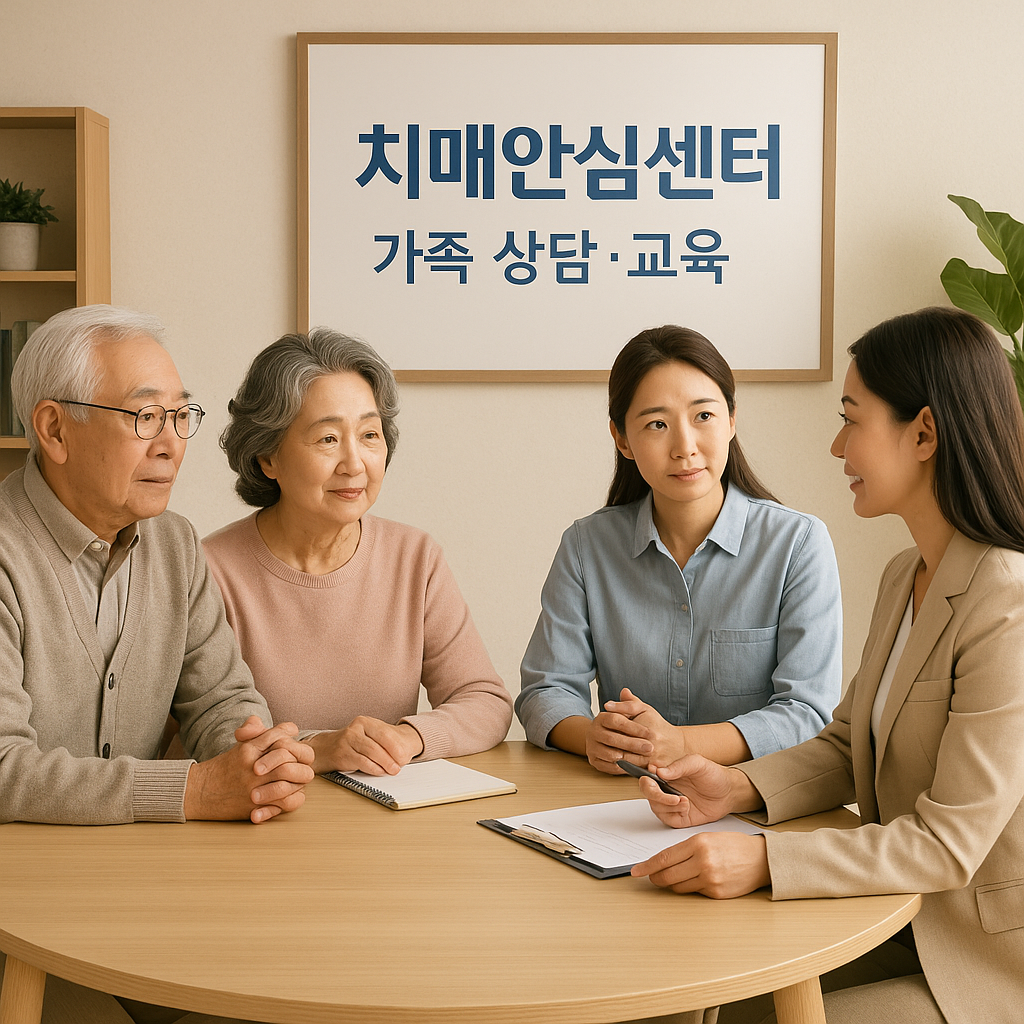 치매안심센터 서비스: 가족 상담&middot;교육 받고 있는 가족