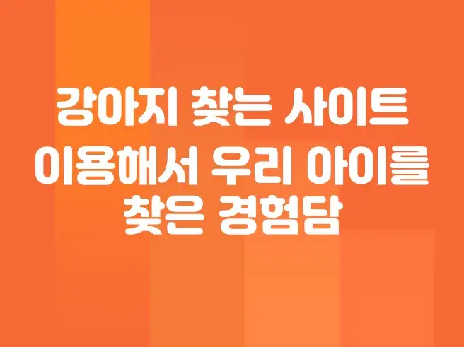 강아지 찾는 사이트 이용해서 우리 아이를 찾은 경험담