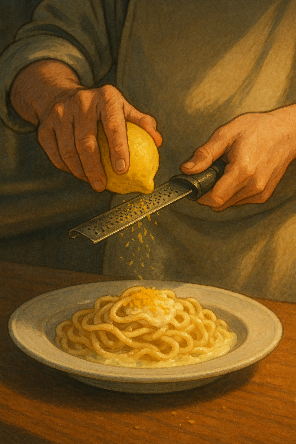 레몬제스트를 갈아 넣는 장인의 손