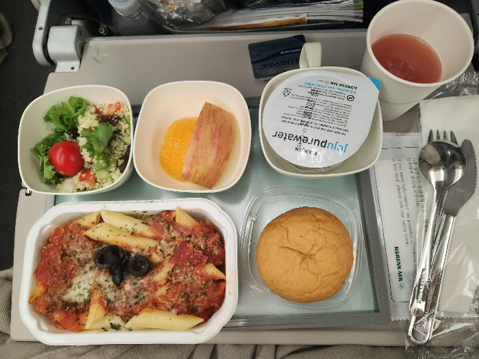 Korean air&amp;#39;s in-flight meal pasta