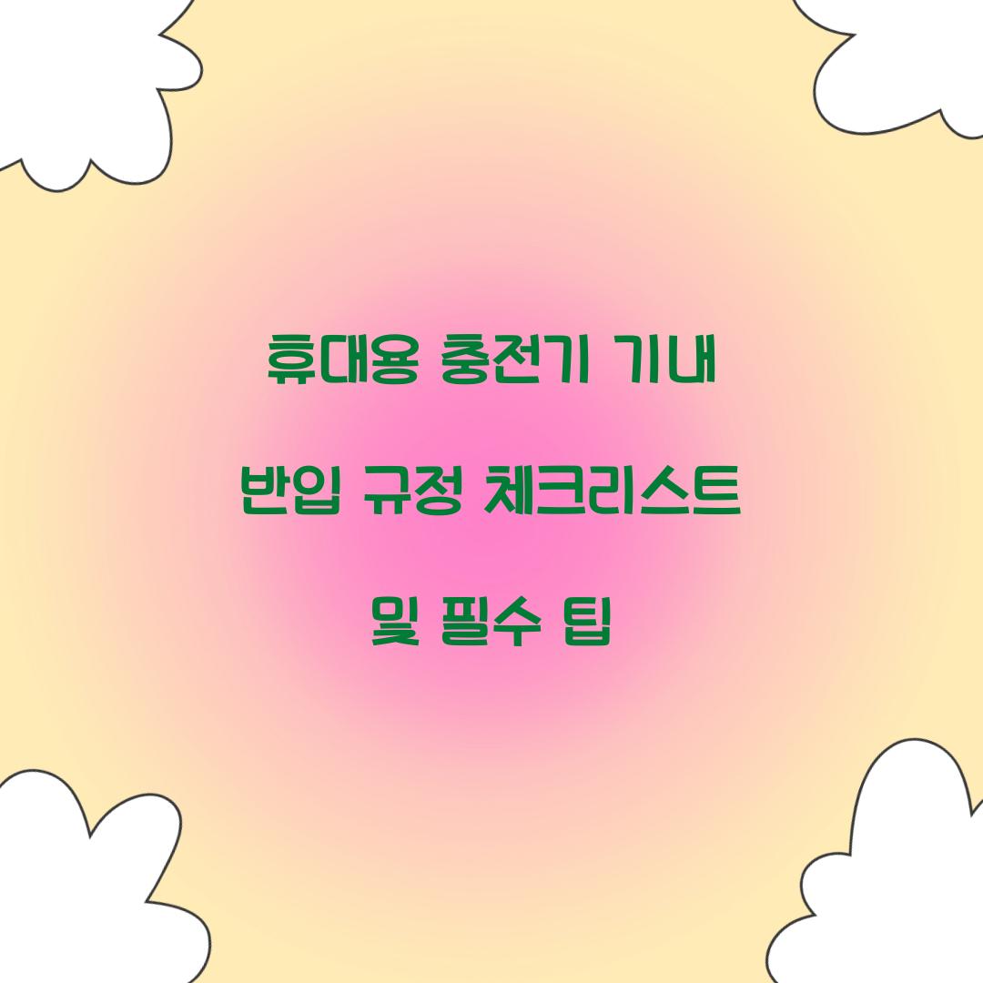 휴대용 충전기 기내 반입 규정