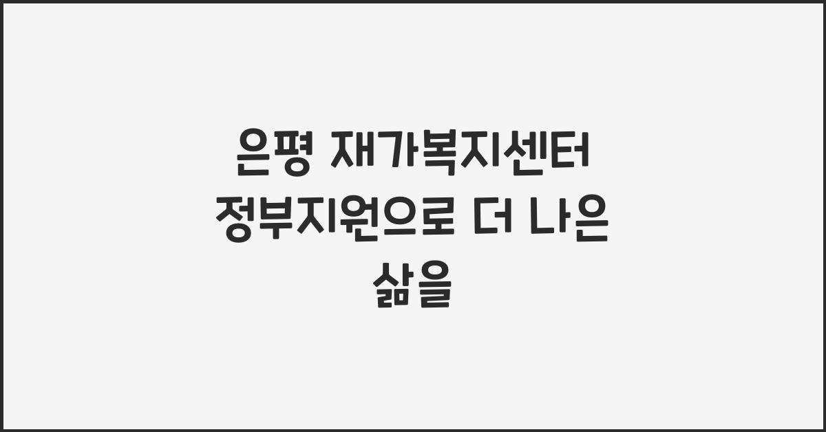 은평 재가복지센터 정부지원