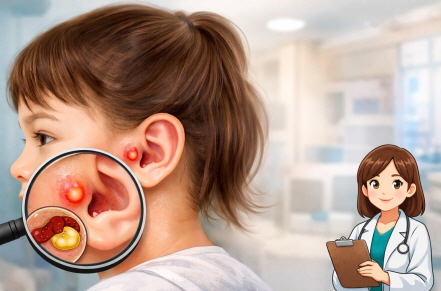 선천성 이루공 상태 보여주는 사진