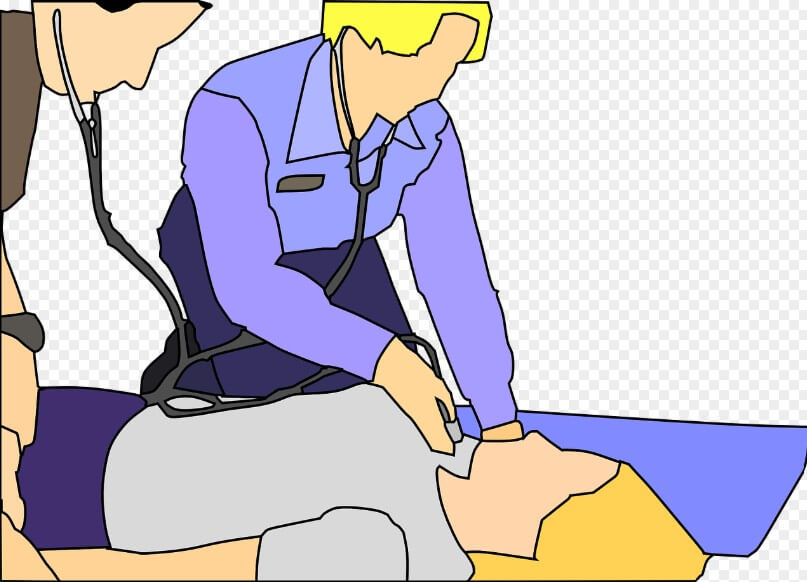 구급대원이 환자의 상태를 파악