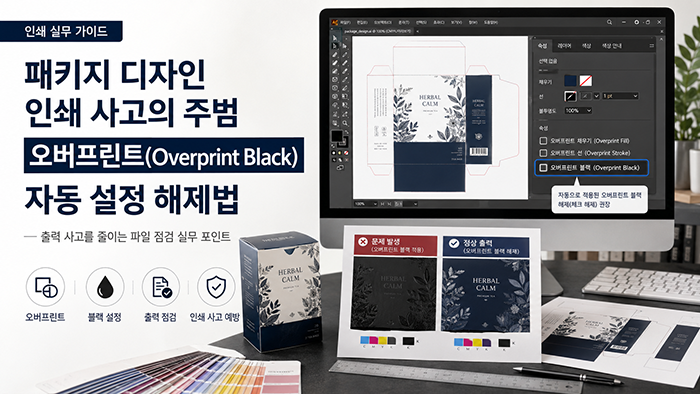 패키지 디자인 인쇄 사고의 주범: 오버프린트(Overprint Black) 자동 설정 해제법